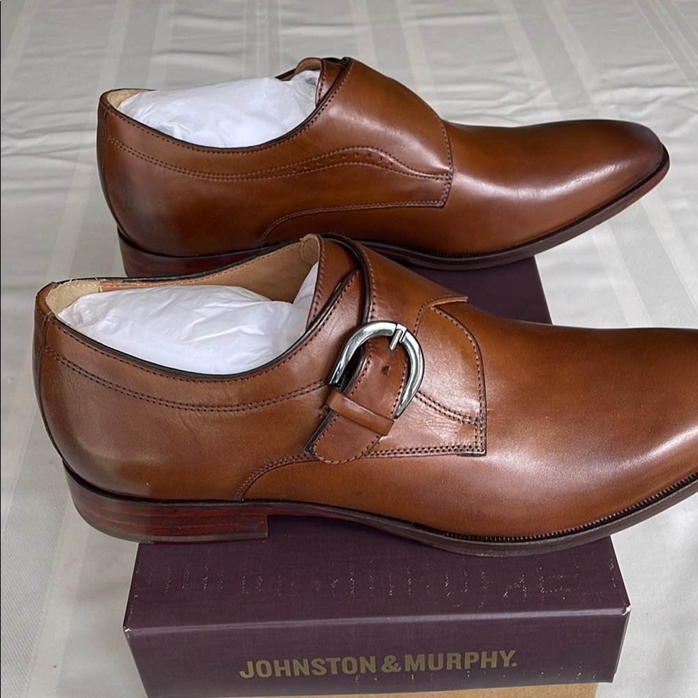 Johnston & Murphy Men's Tan Italian Sheepskin Leather Dress Shoes, Size 11.5M - Picture 3 of 7